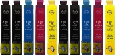 Produktbild von 10 Druckerpatronen kompatibel mit Epson 603 XL - 4 x  Black, 2 x Cyan, 2 x Magenta, 2 x Yellow  für Expression Home XP-2100, 2105, 2150, 2155, 3100, 3105, 3150, 3155, 4100, 4105, 4150, 4155, WorkForce WF-2810, 2820, 2830, 2835, 2840, 2845, 2850, 2870