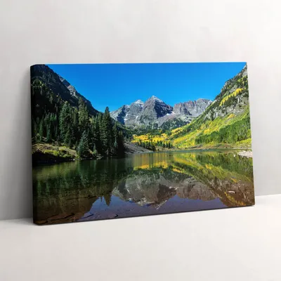 Produktbild von Berge und Wälder am See – Leinwandbild Wandbild – 30x20 cm – Leinwandbilder – Wandbilder – Schlafzimmer – Flur