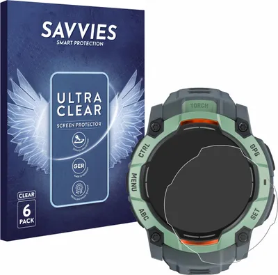Produktbild von 6x Für Garmin Instinct 3 AMOLED / Solar (45 mm) Schutzfolie Savvies Displayschutz Display Schutz Folie Klar Transparent