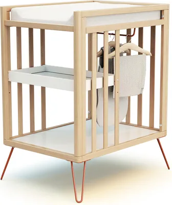 Immagine prodotto di JURABABY - Fasciatoio com 2 prateleiras ONLY legno - Faggio/Terracotta - 76 x 56 x 94 cm