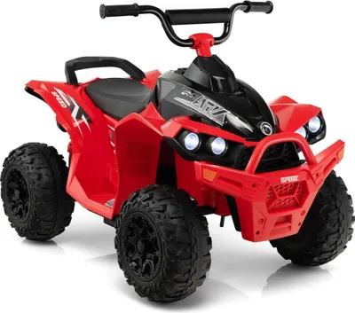 Image de Quad électrique pour enfants 12V avec vitesse et vitesse de 2,2/4,3 KM/H. Cor, musique et amp; Feux LED quad électrique rouge