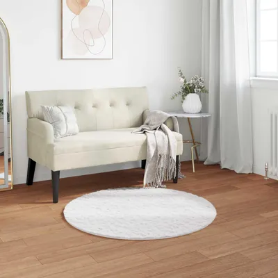 Produktbild von "Schlussverkauf" moderne Teppich - Wohnzimmer Kunstfell Hasen Teppich Olite Weiß Ø 80 cm Polyester  C12700
