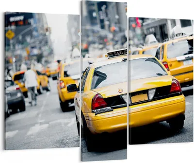 Produktbild von Bild auf Leinwand - Leinwandbild - Taxi Straße New York - 95x80cm - Wand Bild - Wanddeko - Leinwanddruck - Bilder - Kunstdruck - Wanddekoration - Leinwand bilder - Wandkunst - CB95x80-2663