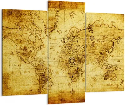 Produktbild von Bild auf Leinwand - Leinwandbild - Karte Welt Kontinente - 130x100cm - Wand Bild - Wanddeko - Leinwanddruck - Bilder - Kunstdruck - Wanddekoration - Leinwand bilder - Wandkunst - CB130x100-0127