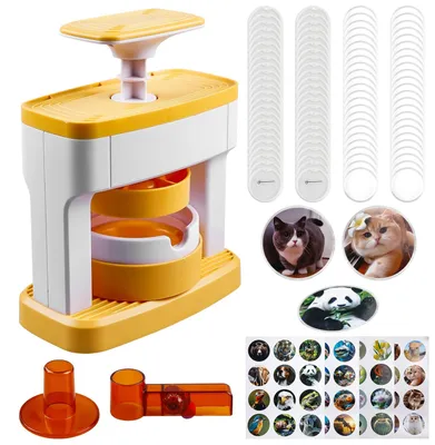 Button Maker 55 mm, 98-tlg. DIY-Badge-Set mit Vorlagen & Zubehör