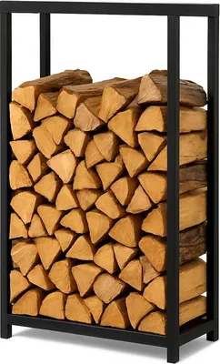 Produktbild von Kaminholzregal Brennholzregal Pulverbeschichteter Stahl 80×25×100 cm Schwarz matt 130 kg Tragkraft Feuerholzregal Kaminholzhalter
