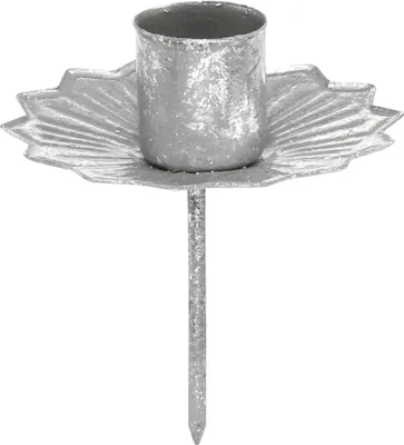 Produktbild von Spitzkerzenhalter Silbern Antik Ø7cm 4er Set Adventsdeko, 4 Stück
