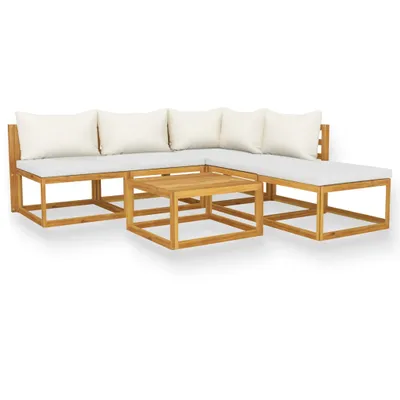 Produktbild von 6-tlg. Garten-Lounge-Set mit Auflagen Creme Massivholz Akazie