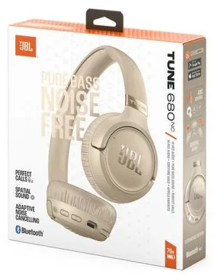 Zdjęcie produktu dla JBL Tune 680NC, Przewodowy i Bezprzewodowy, Połączenia/muzyka, 20 - 20000 Hz, 161 g, Zestaw słuchawkowy, Beżowy