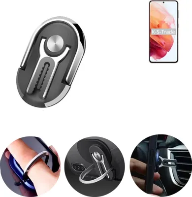 Produktbild von K-S-Trade 3in1 Smartphone-Ring Handy-Ring kompatibel mit Samsung Galaxy S21 5G SD888 Fingerhalterung  Handyring Tischständer