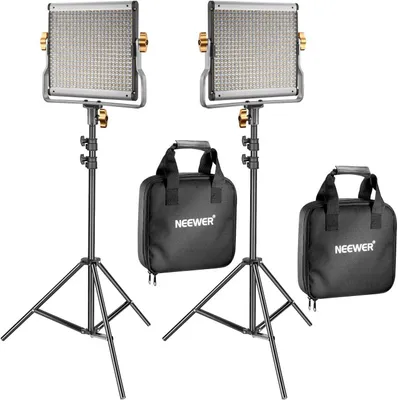 Image de Ensemble de 2 lampes vidéo à deux couleurs - Lampes vidéo - Lampes de photographie - Lampes de studio - Kit d'éclairage