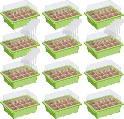Produktbild von WELLGRO Mini Gewächshaus inkl. 6 Pflanzschilder - für bis zu 12 Pflanzen - ca. 19x14,5x11cm je Zimmergewächshaus, Kunststoff/Zellulose - Menge wählbar