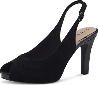 Produktbild von Tamaris Damen Pumps Leder Peeptoe Slingback Plateau High Heel 1-29609-42, Größe:41 EU, Farbe:Schwarz