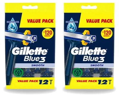 Productafbeelding van 2 x Gillette Blue 3 gladwegwerp scheermesjes - voordeelverpakking - 2 stuks