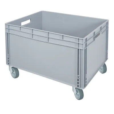 Produktbild von Eurobehälter mit 4 Lenkrollen und 2 Druchfassgriffen, LxBxH 800 x 600 x 545 mm, grau