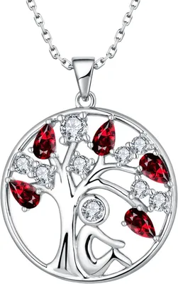 Produktbild von Kette Lebensbaum 925 Sterling Silber, 12 Zirkonia Geburtssteine, 45 cm, Familienschmuck
