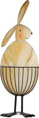 Hase mit Korb aus Metall von Vorn
