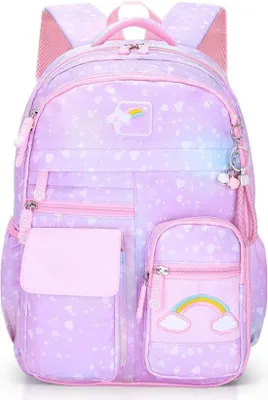 Produktbild von Famanu Schulranzen Mädchen - Lila mit Regenbogen