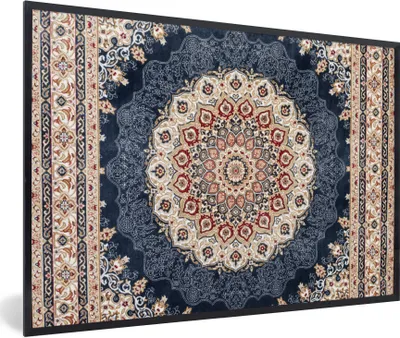 Produktbild von MuchoWow® Gerahmtes Poster Persische Teppiche - Teppiche - Mandala 90x60 cm - Poster mit Schwarzem Bilderrahmen Wandposter Rahmen Foto Bilder - Fotorahmen - Foto-Plakat