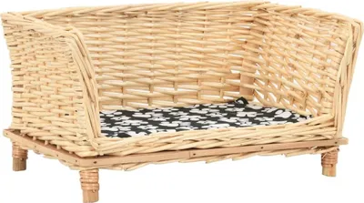 Image de Panier pour chiens avec coussin 50x33x30 cm Saule naturel