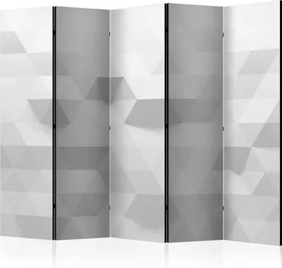 Produktbild von Akusticher Raumteiler geometrische Muster Foto Paravent 225x172 cm beidseitig auf Vlies-Leinwand bedruckt Akustikschaum Trennwand Spanische Wand Sichtschutz Home Office Dreieck 3D f-B-0122-z-c
