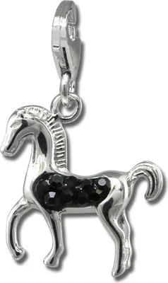Image de SilberDream noir Charm cheval zirconium femmes 925 argent Charms pendentif GSC570S