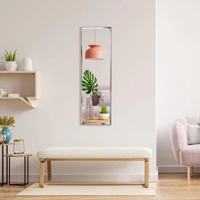 Produktbild von Famanu Wandspiegel 122 x 35 cm - Großer Spiegel mit Rahmen - Ganzkörperspiegel für Wohnzimmer, Badezimmer, Flur, Ankleidezimmer und Schlafzimmer -