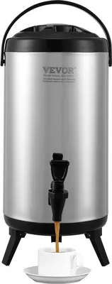 Immagine prodotto di Erogatore di bevande calde e fredde Erogatore di bevande da 9,2 litri, fontana di acqua calda e fredda in acciaio inox Erogatore di bevande di grandi dimensioni con rubinetto e maniglia per il trasporto di caffè, acqua, succhi di frutta, caraffa sottovuoto per bar e locali