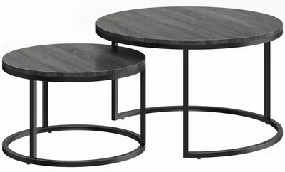 Obrázek produktu pro Dvoupatrová sada konferenčních stolků – stohovatelné stolky | Barva: černá | Rozměry: 78,5 x 78,5 x 46,5 cm