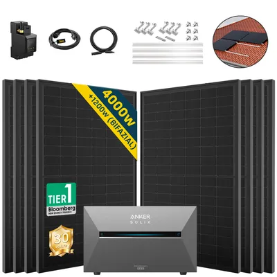 Produktbild von ALLDREI Balkonkraftwerk mit Speicher Anker Solix Solarbank 3 E2700 Pro,Komplettset mit 8x500W Bifazialer Solarpanel & Smarten Zähler