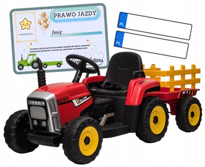Image de Tracteur électrique avec remorque LED, jouet musical, cadeau pour enfant, rouge