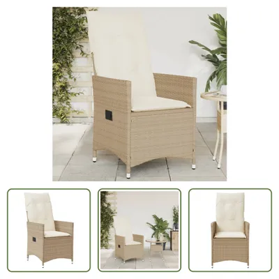 Produktbild von The Living Store Gartensessel mit Kissen Verstellbar Beige Poly Rattan