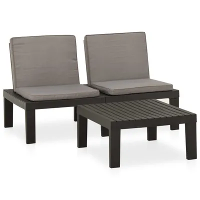 Image de vidaXL Ensemble salon de jardin 2 pièces avec coussins plastique gris