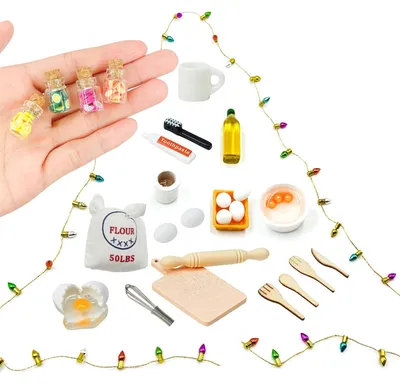 Image de Jeu de 27 accessoires miniatures pour maison de poupées