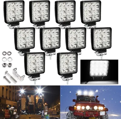 Produktbild von TolleTour LED Arbeitsscheinwerfer 48W LED Scheinwerfer Rechteck IP67 Wasserdicht 12V 24V für LKW,Offroad, SUV, ATV,traktor Rückfahrscheinwerfer 10 Stück