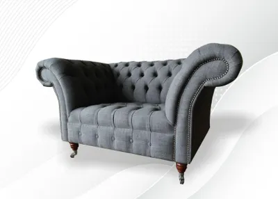 Zdjęcie produktu dla Chesterfield Sessel Textil Stoff Grau Kreative Möbel Wohnzimmer Modern Luxus