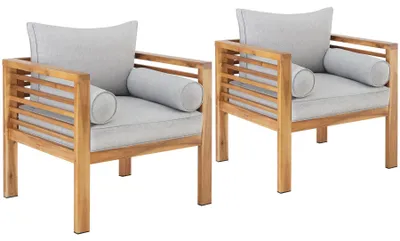 Image de Fauteuil de jardin Boka, bois lasuré, supporte env. 120 kg - Lot de 2