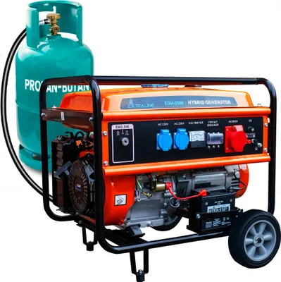 Produktbild von Extralink EX.30370 Generator silnikowy 5000 W 25 L gaz ziemny, gaz płynny (LPG), benzyna czarny, pomarańczowy