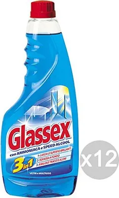 Produktbild von Glassex Set mit 12 blauen Nachfüllpackungen 500 ml Mehrzweck-Reinigungsmittel und Reinigung des Hauses.