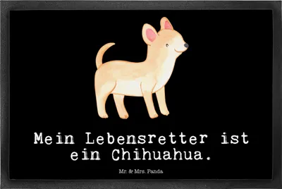 Produktbild von Mr. & Mrs. Panda fußmatte Chihuahua Lebensretter 40 x 60 cm - Schwarz - Geschenk, Schmutzmatte, Türmatte, Schmutzfänger, Fußabstreifer, Schmutzfangmatte