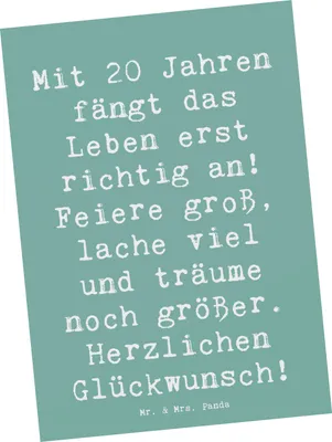Produktbild von Mr. & Mrs. Panda einzelkarte Spruch 20. Geburtstag - Meeresbrise - Geschenk, Ansichtskarten, Happy Birthday, Grußkarte, Erwachsensein, Postkarten, Postkarte, Lebensweg