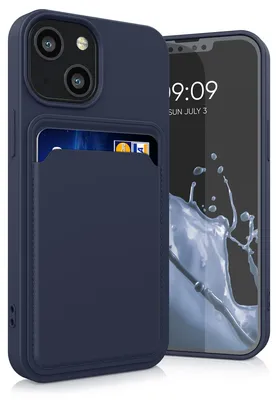 Produktbild von kwmobile Handyhülle für Apple iPhone 13 mini Hülle mit Kartenfach - TPU Case - Kabelloses Laden - Schutzhülle Cover in Dunkelblau