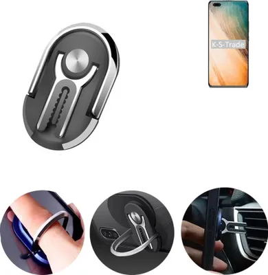 Produktbild von K-S-Trade 3in1 Smartphone-Ring Handy-Ring kompatibel mit HiSense Infinity H60 5G Fingerhalterung  Handyring Tischständer Lüftungsgitter-Halterung