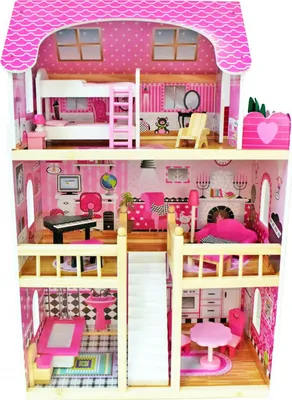 Produktbild von 4iQ Puppenhaus aus Holz BASIA für Kinder 59x30x90 cm