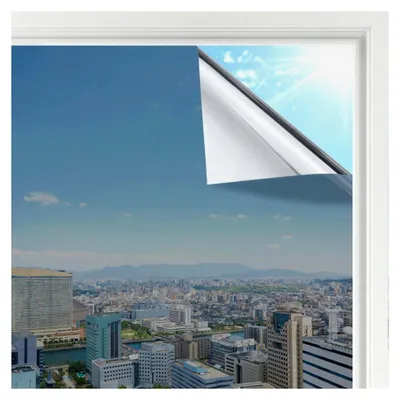 Produktbild von Selbsthaftende Spiegelfolie für Fenster - Sichtschutz, Hitzeschutz, Sonnenschutz, reflektierend, Wärmeisolierung, UV-Schutz, Einweg, 45 x 300 cm