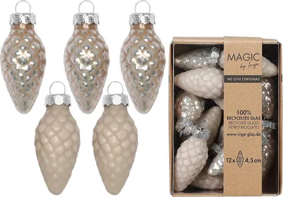 Produktbild von Christbaumschmuck Zapfen 4,5cm Glas 12 Stück - Fine Alabaster