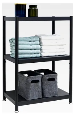 Produktbild von Metallregal im Industrial Design Schwarz - 61x41x90 Stehregal - 3 Ebenen Wandregal Schwerlast - Modernes Wohnzimmerregal - Küchenregal Schwarz Badregal Bücherregal Raumteiler
