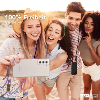 Produktbild von EAZY CASE Handykette für Samsung Galaxy S21 FE 5G, Transparente Silikonhülle mit Band, Clear Case, abnehmbar in  Violett