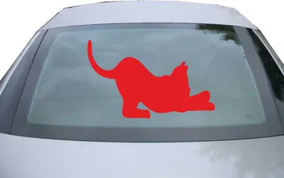 Produktbild von Indigos UG - Aufkleber Heckscheibe & Motorklappe DE7034 - rot - 600x370 mm - liegende Katze - Cat - Auto Scheiben Fenster Heckklappe Tuning Racing JDM - Die cut