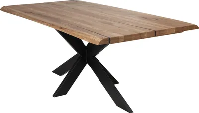 Produktbild von Esstisch - 200 x 100 cm - Wildeiche massiv geölt - Metallgestell